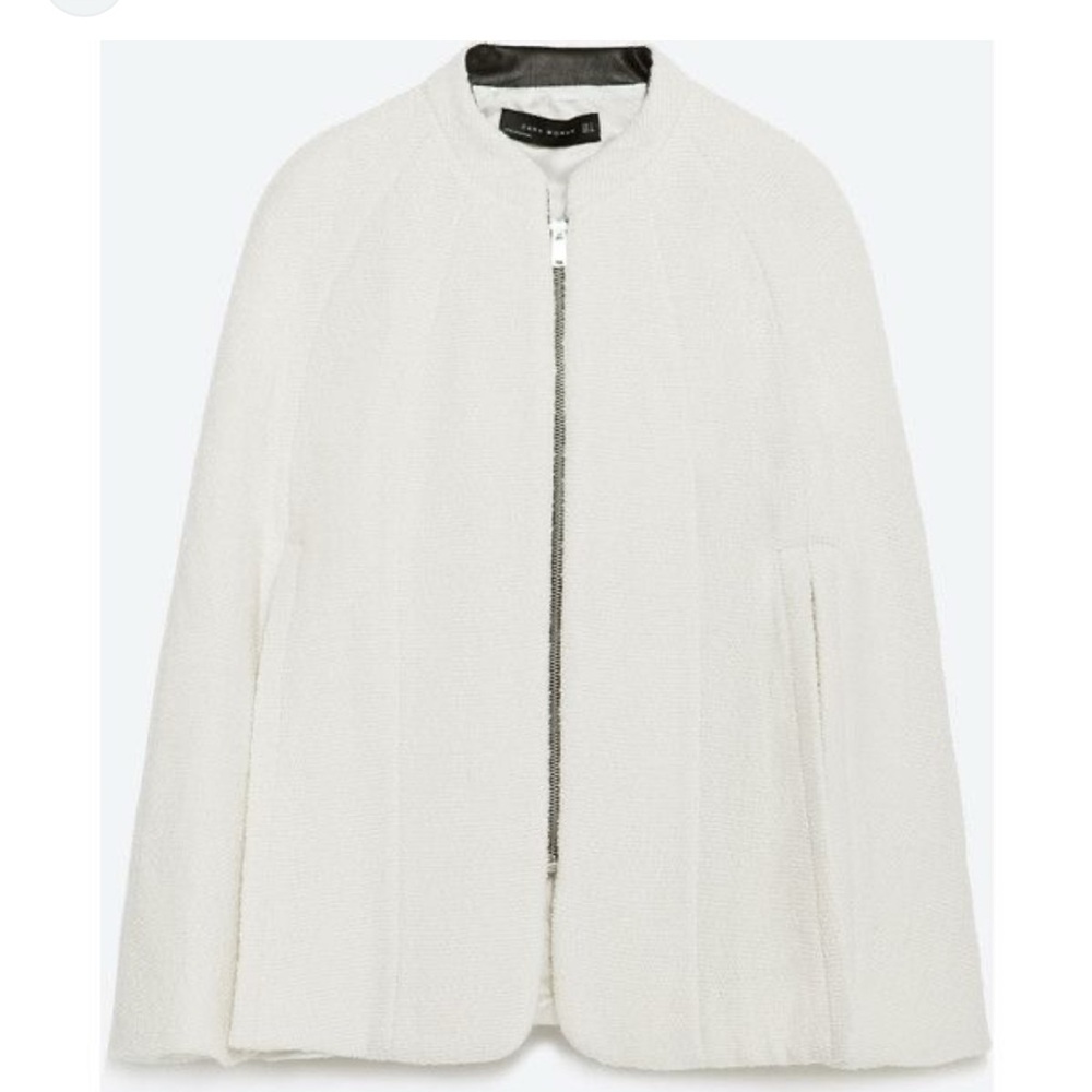 Zara Woman Wool Ecru Cape Jacket
